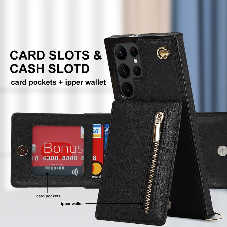 For Samsung Galaxy S22 Ultra 5G Cross-body Square Zipper Card Holder Bag Phone Case(Black) - Galaxy S22 Ultra 5G Cases by PMC TechLife | Online Shopping South Africa | PMC TechLife