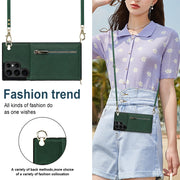 For Samsung Galaxy S22 Ultra 5G Cross-body Square Zipper Card Holder Bag Phone Case(Green)