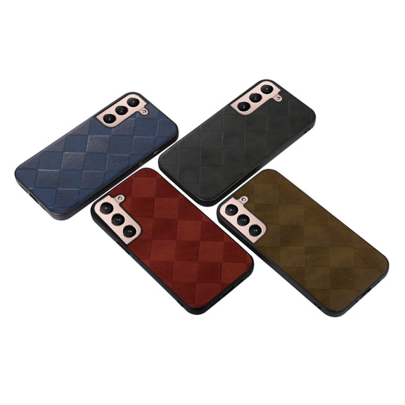 For Samsung Galaxy S22+ 5G Weave Plaid PU Phone Case(Black)