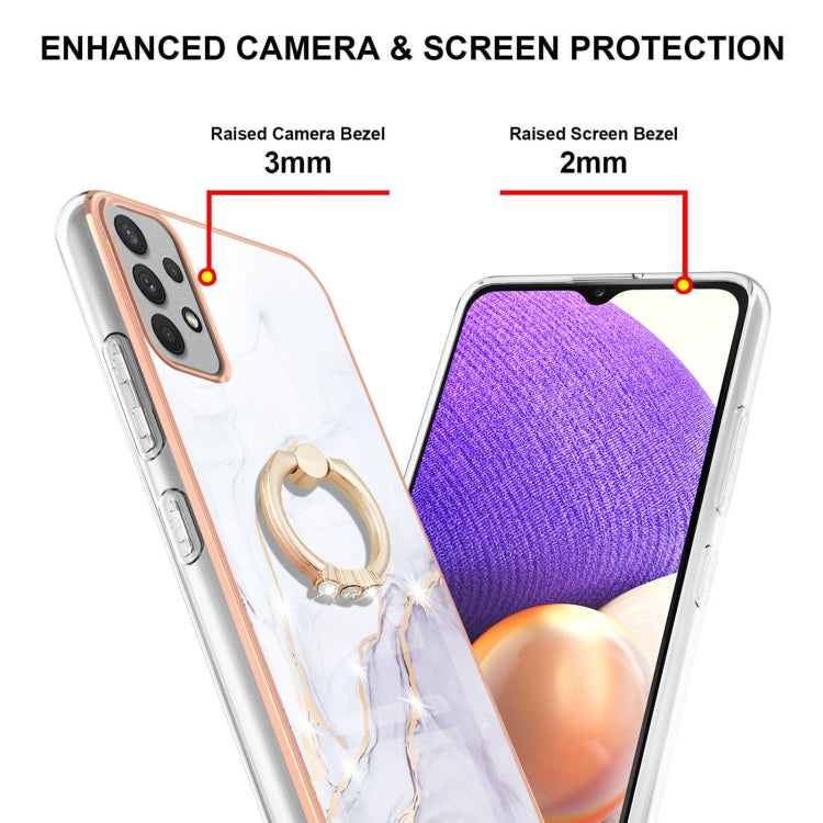 Samsung Galaxy A53 5G Electroplating Marble IMD TPU Phone Case with Ring Holder(White 006)