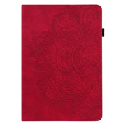 For Samsung Galaxy Tab A8 10.5 2021 Peacock Embossed Pattern Leather Tablet Case(Red)
