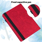 For Samsung Galaxy Tab A8 10.5 2021 Peacock Embossed Pattern Leather Tablet Case(Red)