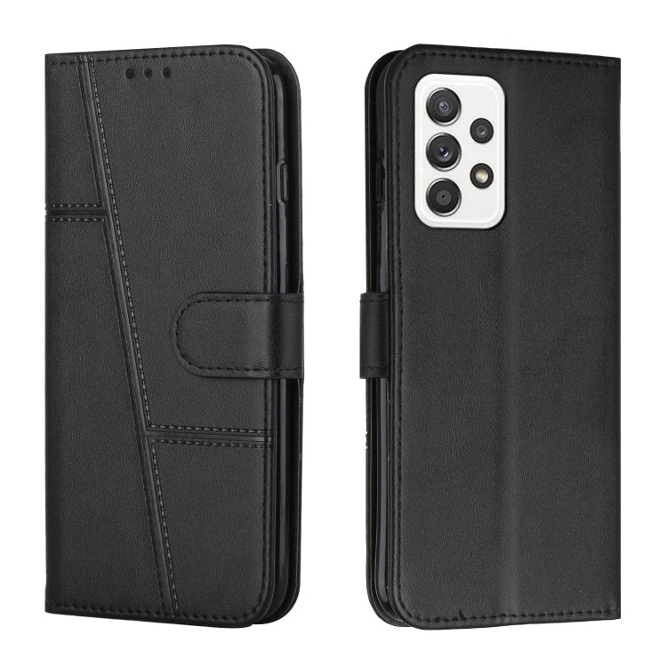 For Samsung Galaxy A33 5G Stitching Calf Texture Buckle Leather Phone Case(Black)