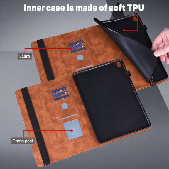 Peacock Embossed Pattern TPU + PU Leather Smart Tablet Case with Sleep / Wake-up For iPad 10.2 2019 / Pro 10.5 inch(Brown)