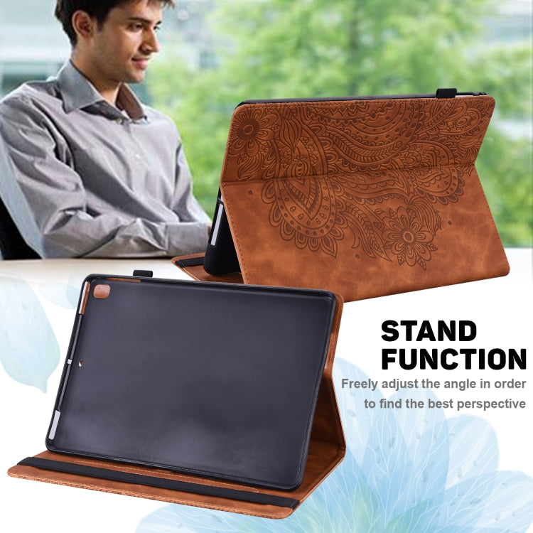 Peacock Embossed Pattern TPU + PU Leather Smart Tablet Case with Sleep / Wake-up For iPad 10.2 2019 / Pro 10.5 inch(Brown)