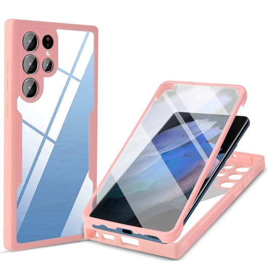 For Samsung Galaxy S22 Ultra 5G Acrylic + TPU 360 Degrees Full Coverage Shockproof Phone Case(Pink) - Galaxy S22 Ultra 5G Cases by PMC Jewellery | Online Shopping South Africa | PMC Jewellery | Buy Now Pay Later Mobicred