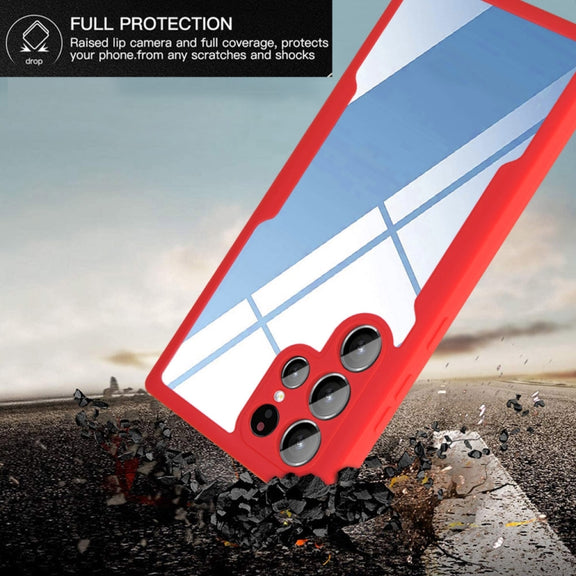 For Samsung Galaxy S22 Ultra 5G Acrylic + TPU 360 Degrees Full Coverage Shockproof Phone Case(Pink)