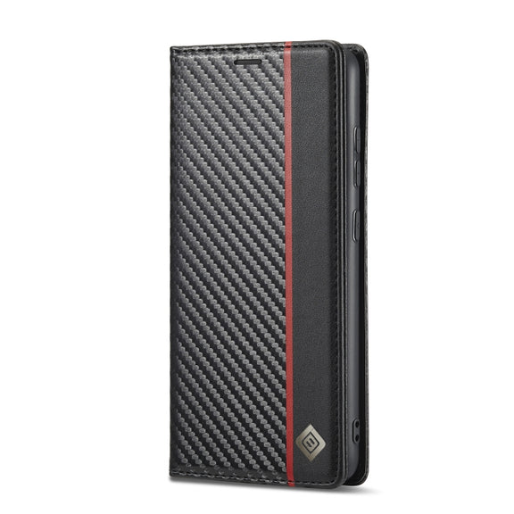 For Samsung Galaxy A33 5G LC.IMEEKE Carbon Fiber PU + TPU Leather Phone Case(Vertical Black)