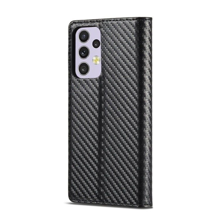 For Samsung Galaxy A33 5G LC.IMEEKE Carbon Fiber PU + TPU Leather Phone Case(Vertical Black)