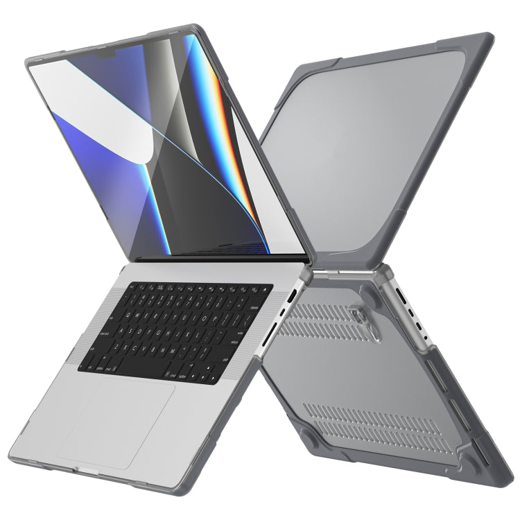 TPU + PC Two-color Anti-fall Laptop Protective Case For MacBook Pro 16.2 inch A2485 2021(Grey)
