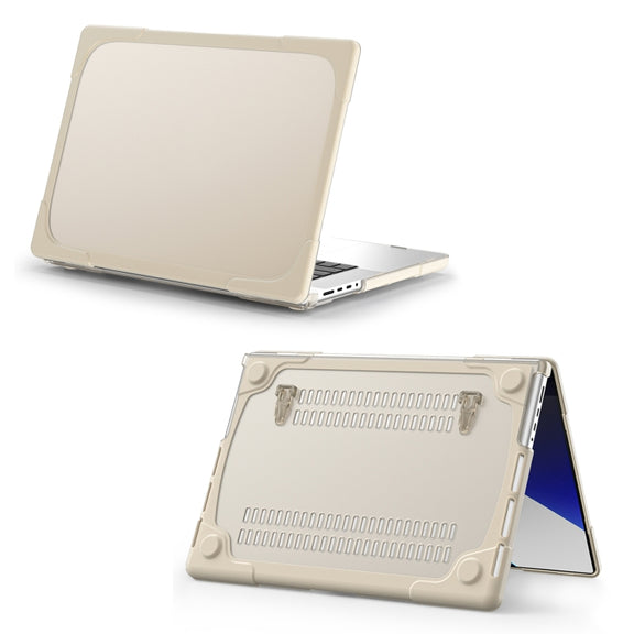 TPU + PC Two-color Anti-fall Laptop Protective Case For MacBook Pro 16.2 inch A2485 2021(Khaki)