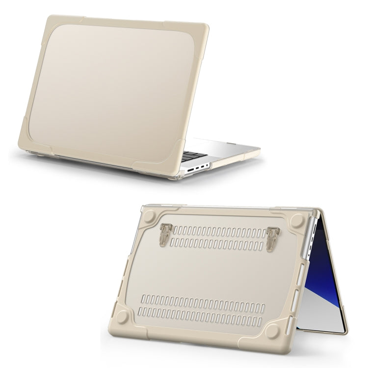 TPU + PC Two-color Anti-fall Laptop Protective Case For MacBook Pro 16.2 inch A2485 2021(Khaki)