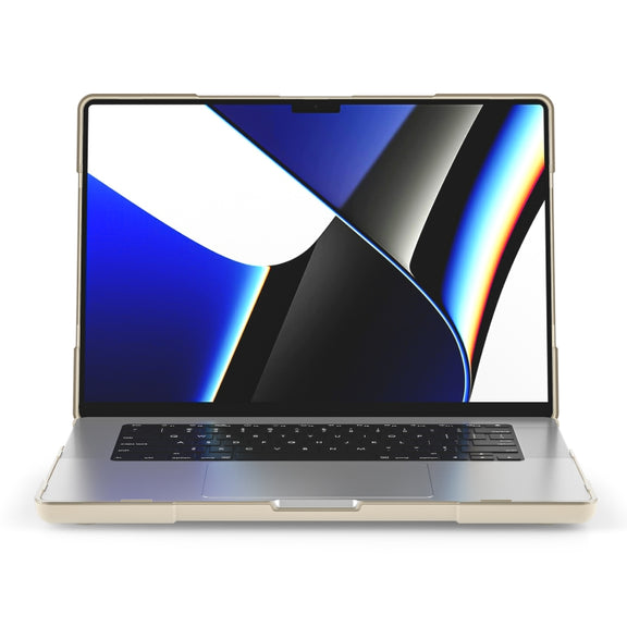 TPU + PC Two-color Anti-fall Laptop Protective Case For MacBook Pro 16.2 inch A2485 2021(Khaki)