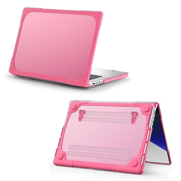TPU + PC Two-color Anti-fall Laptop Protective Case For MacBook Pro 16.2 inch A2485 2021(Rose Red)