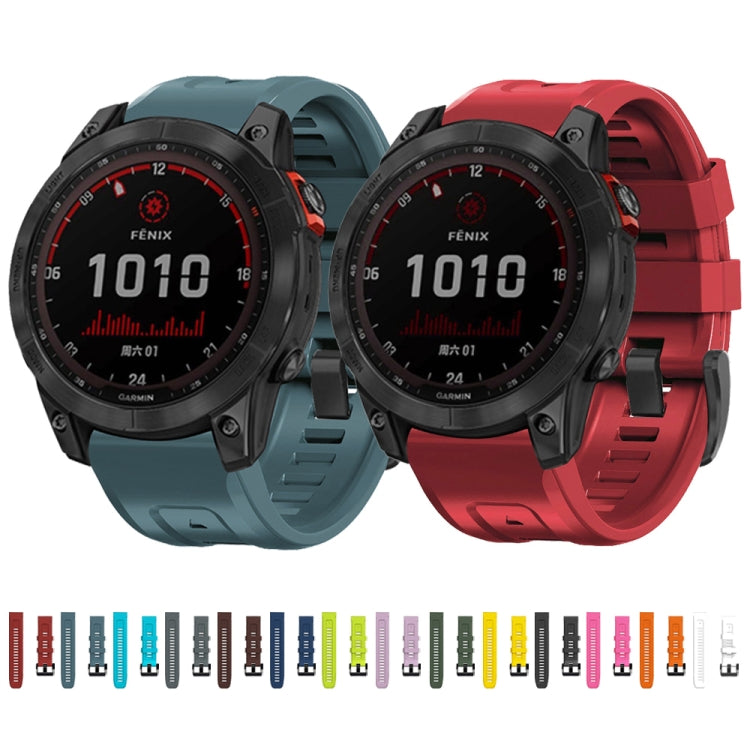 Compatible with Garmin Fenix 7X / 6X / 5X 26mm Black Buckle Silicone Watch Band(Orange)