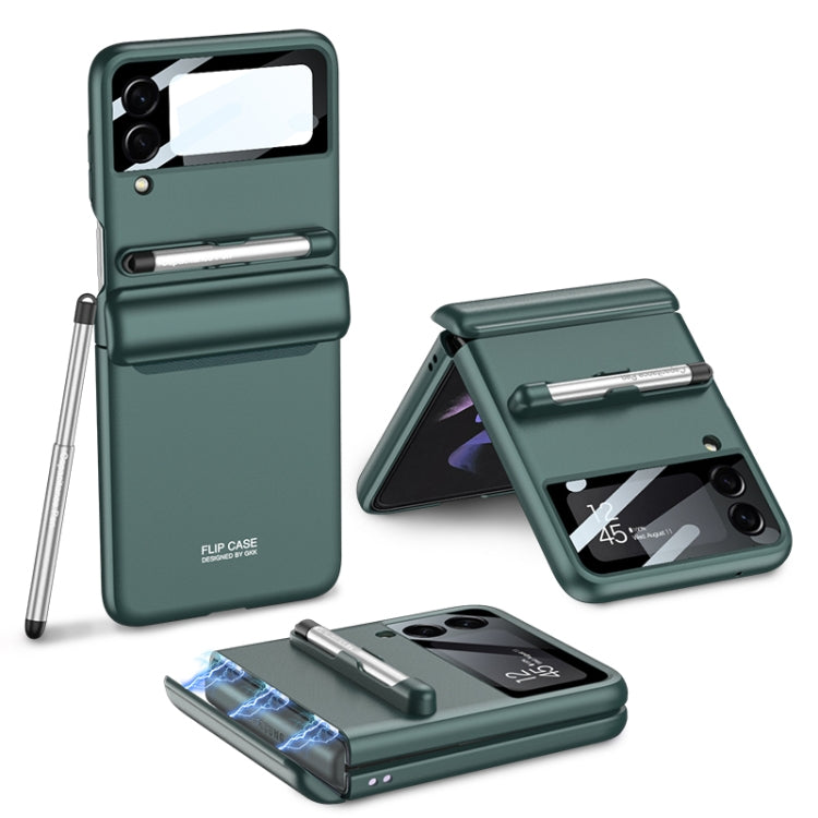 For Samsung Galaxy Z Flip3 5G GKK Magnetic Full Coverage Phone Flip Case with Pen(Forest Green) - free shipping - PMC TechLife - Order now!