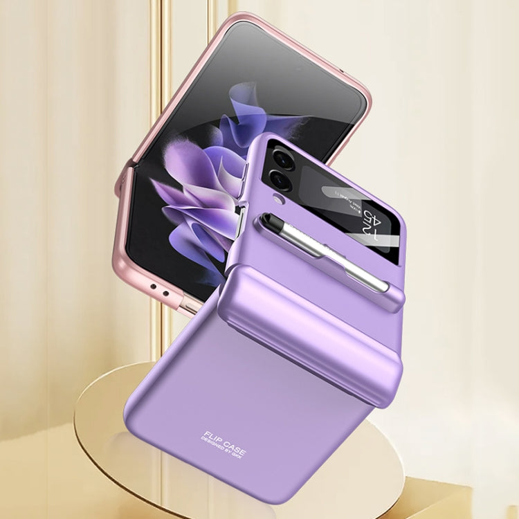 For Samsung Galaxy Z Flip3 5G GKK Magnetic Full Coverage Phone Flip Case with Pen(Purple) - free shipping - PMC TechLife - Order now!