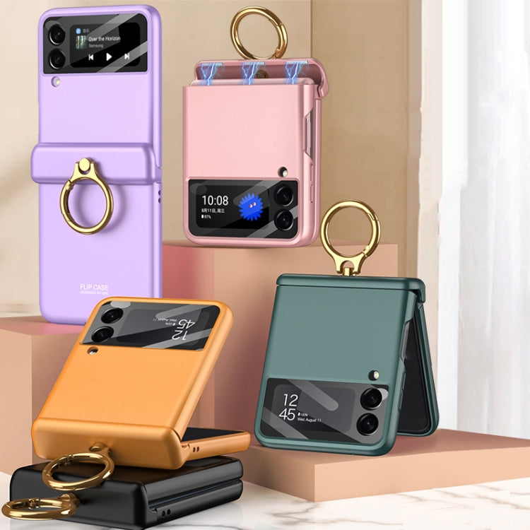 For Samsung Galaxy Z Flip3 5G GKK Magnetic Hinged Flip Case with Ring Holder(Orange) - free shipping - PMC TechLife - Order now!