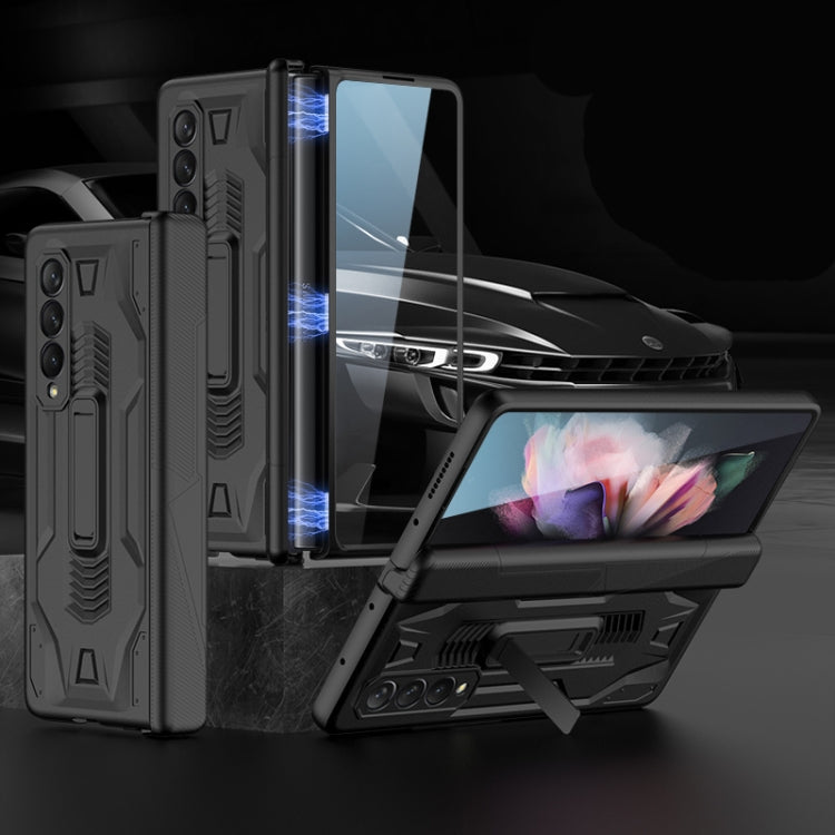 For Samsung Galaxy Z Fold3 5G GKK Integrated Magnetic Armor Flip Phone Case with Holder(Black) - free shipping - PMC TechLife - Order now!