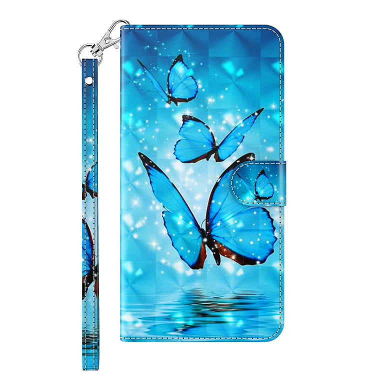 For Samsung Galaxy S22 5G 3D Painting Pattern TPU + PU Leather Phone Case(Three Butterflies)