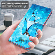 For Samsung Galaxy S22 5G 3D Painting Pattern TPU + PU Leather Phone Case(Three Butterflies)