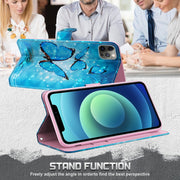 For Samsung Galaxy S22 5G 3D Painting Pattern TPU + PU Leather Phone Case(Three Butterflies)