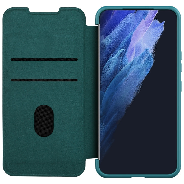 For Samsung Galaxy S22+ 5G NILLKIN QIN Series Pro Sliding Camera Cover Design Leather Phone Case(Green)
