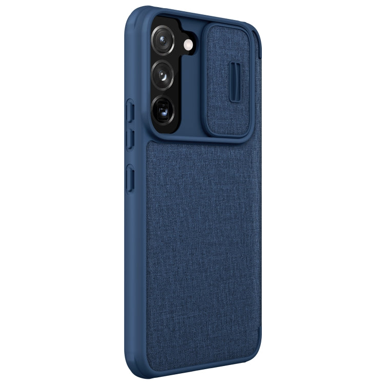 For Samsung Galaxy S22+ 5G NILLKIN QIN Series Pro Sliding Camera Cover Design Leather Phone Case(Blue)