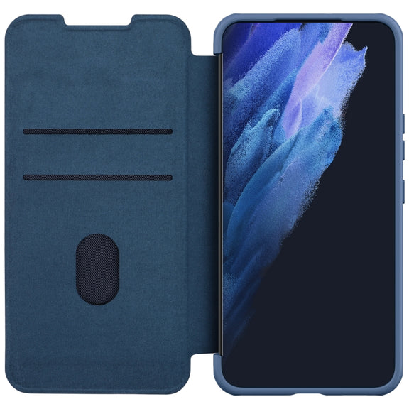 For Samsung Galaxy S22+ 5G NILLKIN QIN Series Pro Sliding Camera Cover Design Leather Phone Case(Blue)