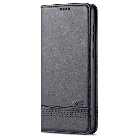 For Samsung Galaxy A73 5G AZNS Magnetic Calf Texture Flip Leather Phone Case(Black)