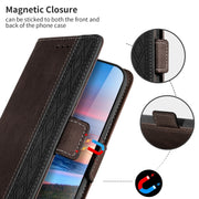 For Samsung Galaxy A73 5G Stitching Side-Magnetic RFID Leather Phone Case(Coffee)