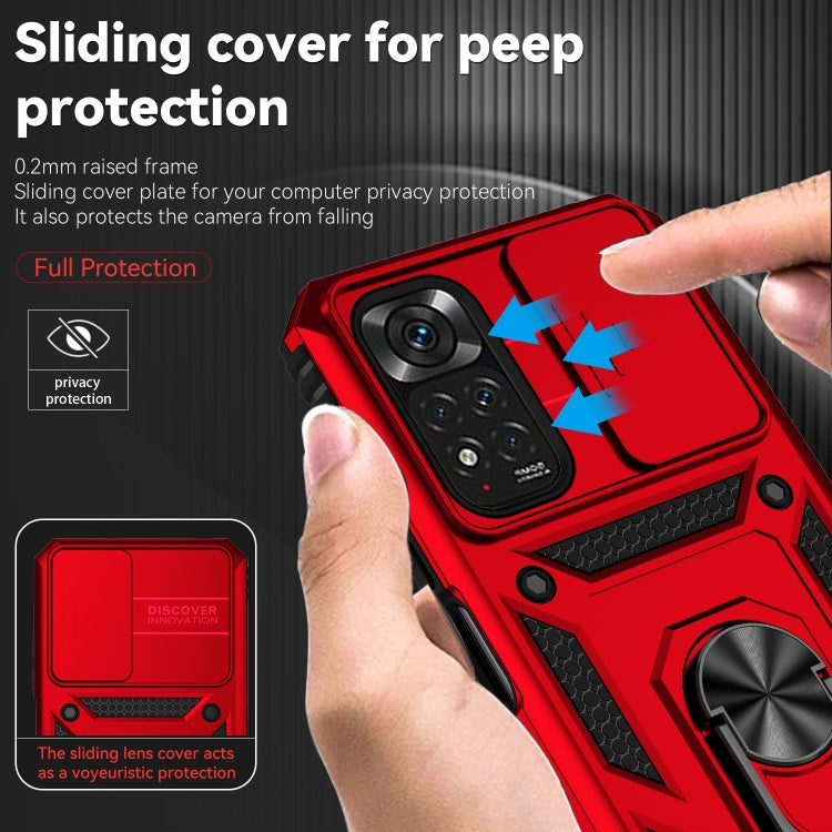 For Xiaomi Redmi Note 11 Global Sliding Camshield Holder Phone Case(Red) - free shipping - PMC TechLife - Order now!
