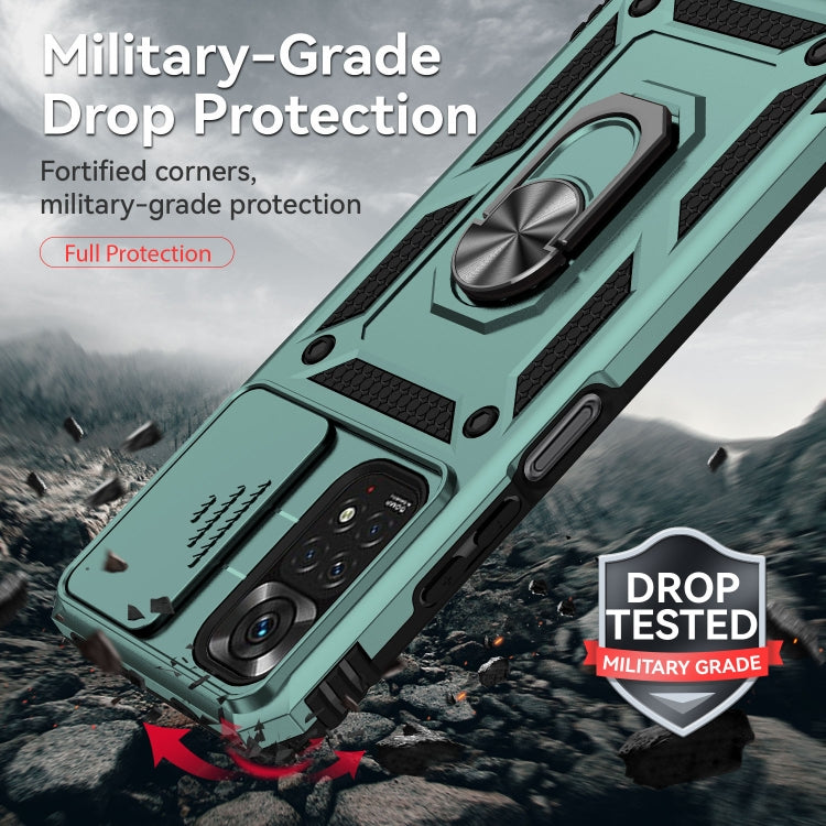 For Xiaomi Redmi Note 11 Global Sliding Camshield Holder Phone Case(Dark Green) - free shipping - PMC TechLife - Order now!