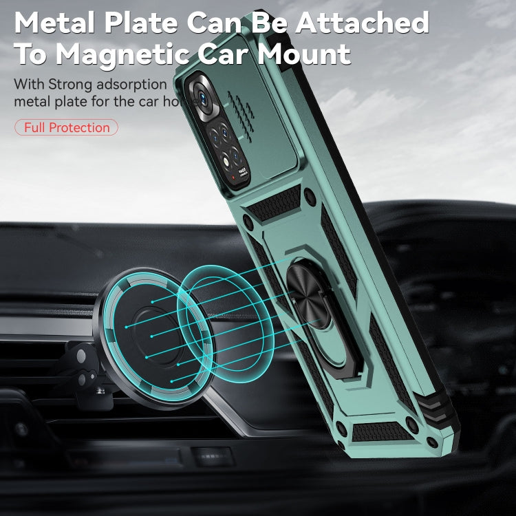 For Xiaomi Redmi Note 11 Global Sliding Camshield Holder Phone Case(Dark Green) - free shipping - PMC TechLife - Order now!
