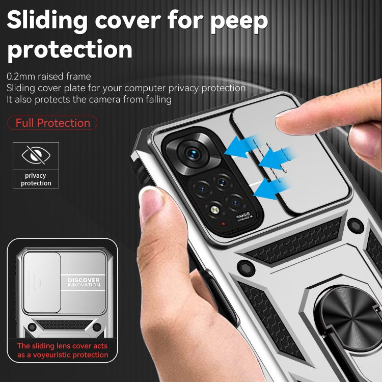 For Xiaomi Redmi Note 11 Global Sliding Camshield Holder Phone Case(Silver) - free shipping - PMC TechLife - Order now!