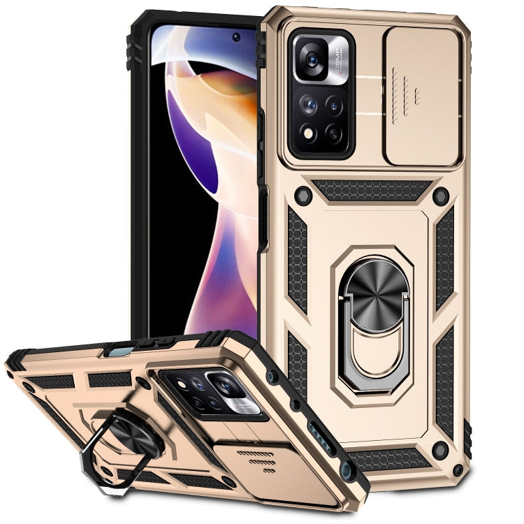 For Xiaomi Redmi Note 11 Pro Global Sliding Camshield Holder Phone Case(Gold) - free shipping - PMC TechLife - Order now!