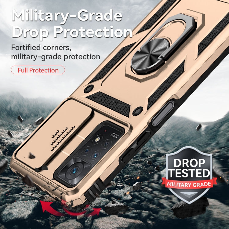 For Xiaomi Redmi Note 11 Pro Global Sliding Camshield Holder Phone Case(Gold) - free shipping - PMC TechLife - Order now!