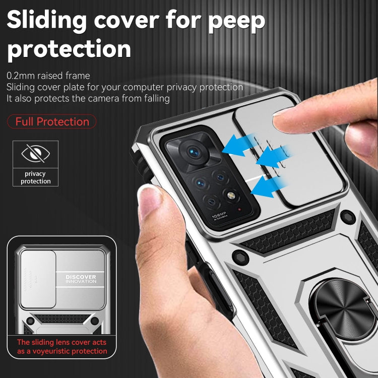 For Xiaomi Redmi Note 11 Pro Global Sliding Camshield Holder Phone Case(Silver) - free shipping - PMC TechLife - Order now!