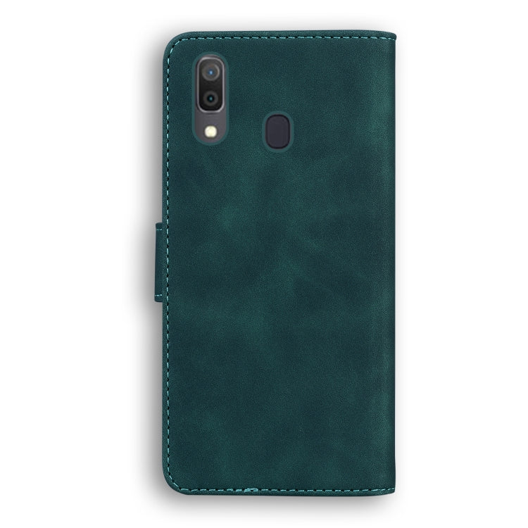 For Samsung Galaxy A20 / A30 Skin Feel Pure Color Flip Leather Phone Case(Green)