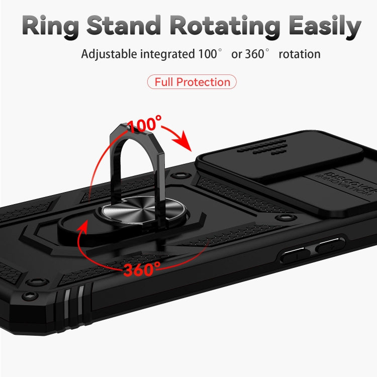For OPPO A16 Sliding Camshield Holder Phone Case(Black)