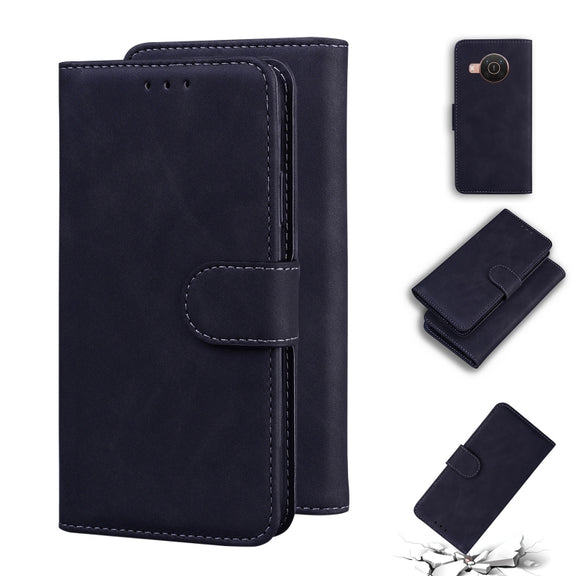 For Nokia X10 / X20 Skin Feel Pure Color Flip Leather Phone Case(Black)
