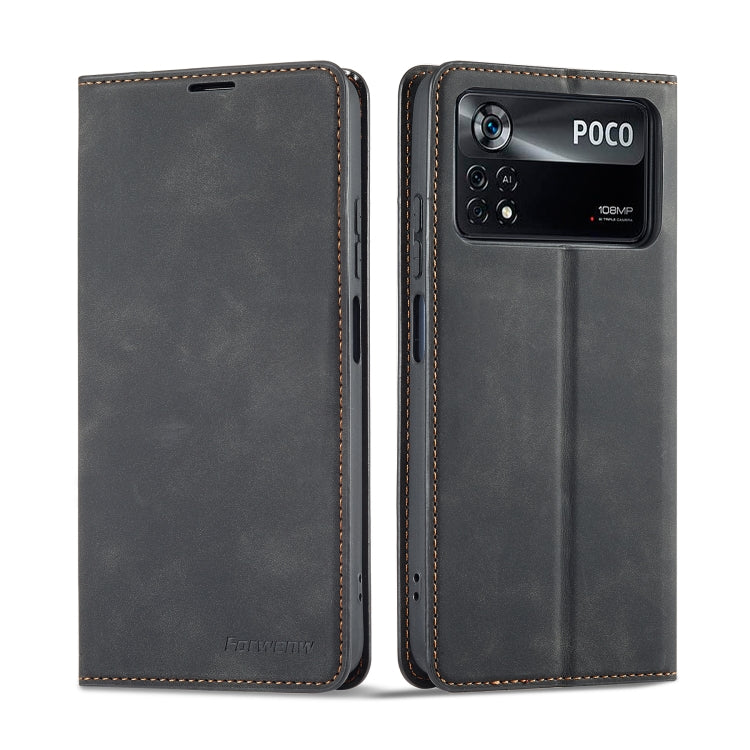 For Xiaomi Poco X4 Pro 5G Forwenw Dream Series Oil Edge Strong Magnetism Leather Phone Case(Black) - Xiaomi Cases by Forwenw | Online Shopping South Africa | PMC TechLife | Buy Now Pay Later Mobicred