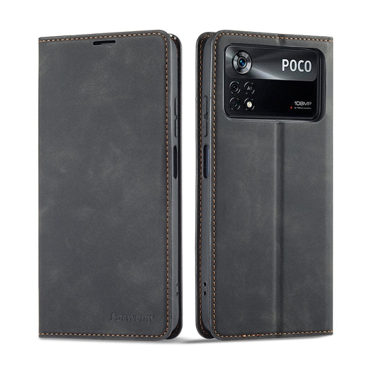 For Xiaomi Poco X4 Pro 5G Forwenw Dream Series Oil Edge Strong Magnetism Leather Phone Case(Black) - Xiaomi Cases by Forwenw | Online Shopping South Africa | PMC Jewellery | Buy Now Pay Later Mobicred