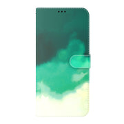 For Tecno Spark Go 2022 / Spark 8C Watercolor Pattern Horizontal Flip Leather Phone Case(Cyan Green)