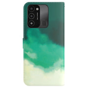 For Tecno Spark Go 2022 / Spark 8C Watercolor Pattern Horizontal Flip Leather Phone Case(Cyan Green)