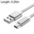 5 PCS Mini USB to USB A Woven Data / Charge Cable for MP3, Camera, Car DVR, Length:0.25m(Silver) -  by PMC TechLife | Online Shopping South Africa | PMC TechLife