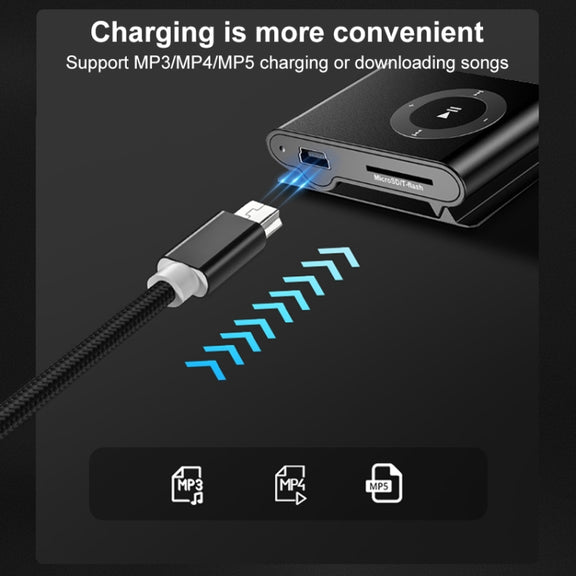 5 PCS Mini USB to USB A Woven Data / Charge Cable for MP3, Camera, Car DVR, Length:0.25m(Silver)