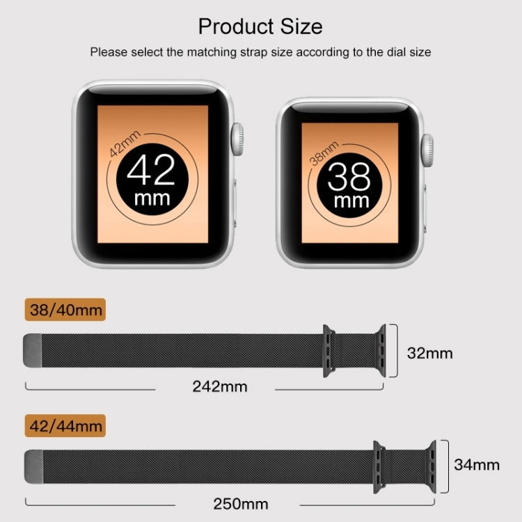 For Apple Watch Series 7 41mm / 6 & SE & 5 & 4 40mm / 3 & 2 & 1 38mm Mutural Milanese Stainless Steel Watch Band(Black) - free shipping - PMC Jewellery - Order now!