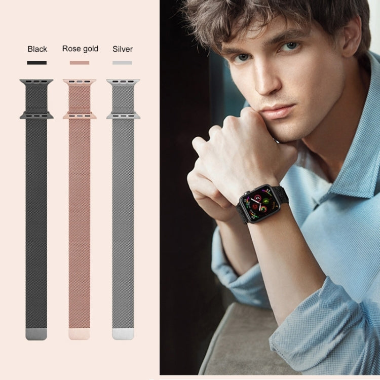 For Apple Watch Series 9&8&7 41mm / SE 3&SE 2&6&SE&5&4 40mm / 3&2&1 38mm Mutural Milanese Stainless Steel Watch Band(Rose Gold) - Watch Bands by Mutural | Online Shopping South Africa | PMC Jewellery | Buy Now Pay Later Mobicred