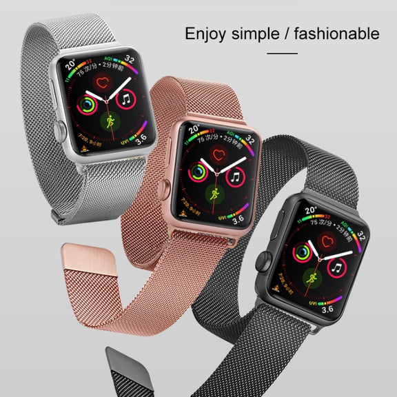 For Apple Watch Series 7 45mm / 6 & SE & 5 & 4 44mm / 3 & 2 & 1 42mm Mutural Milanese Stainless Steel Watch Band(Silver) - Watch Bands by Mutural